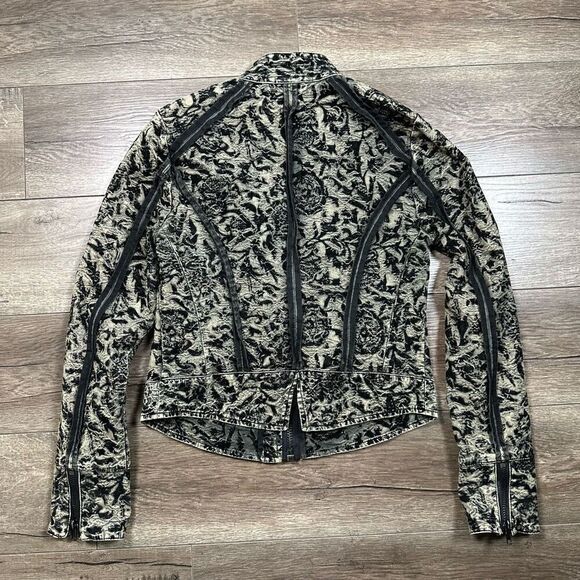 Free People Women’s Size 4 Follow the Flock Floral Motorcycle Jacket Full Zip - Picture 3 of 8